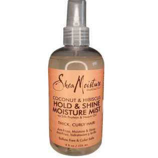 Spray fixant Hydratant cheveux bouclés - Coconut Hibiscus Hold and Shine Moisture Mist Shea Moisture 236 ml - Cercledebene.com
