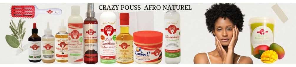 Gamme Crazy Pouss Afro naturel pour cheveux secs crépus frisés bouclés