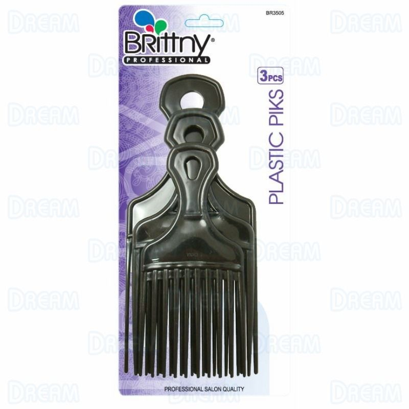 Ensemble de peigne afro Plastique Pik  3 pcs Combo Set Brittny BR3505 - Cercledebene.com