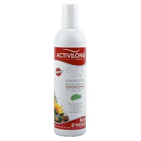 BAIN D'HUILE SOIN PROFOND RÉGÉNÉRANT CHEVEUX TRÈS SEC OU DÉVITALISANT ACTIVILONG - Cercledebene.com