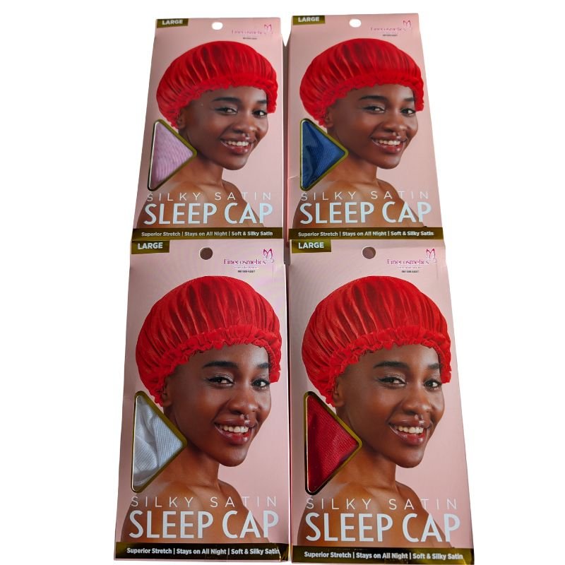 Bonnet de nuit en satin soyeux blue - Finecosmetics