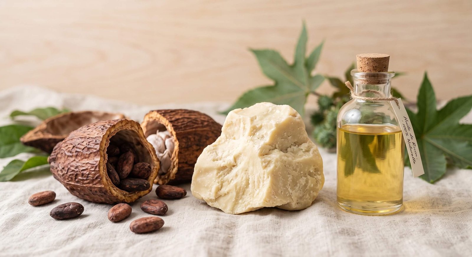 Beurre de karité, cacao et huile de ricin pour peau noire
