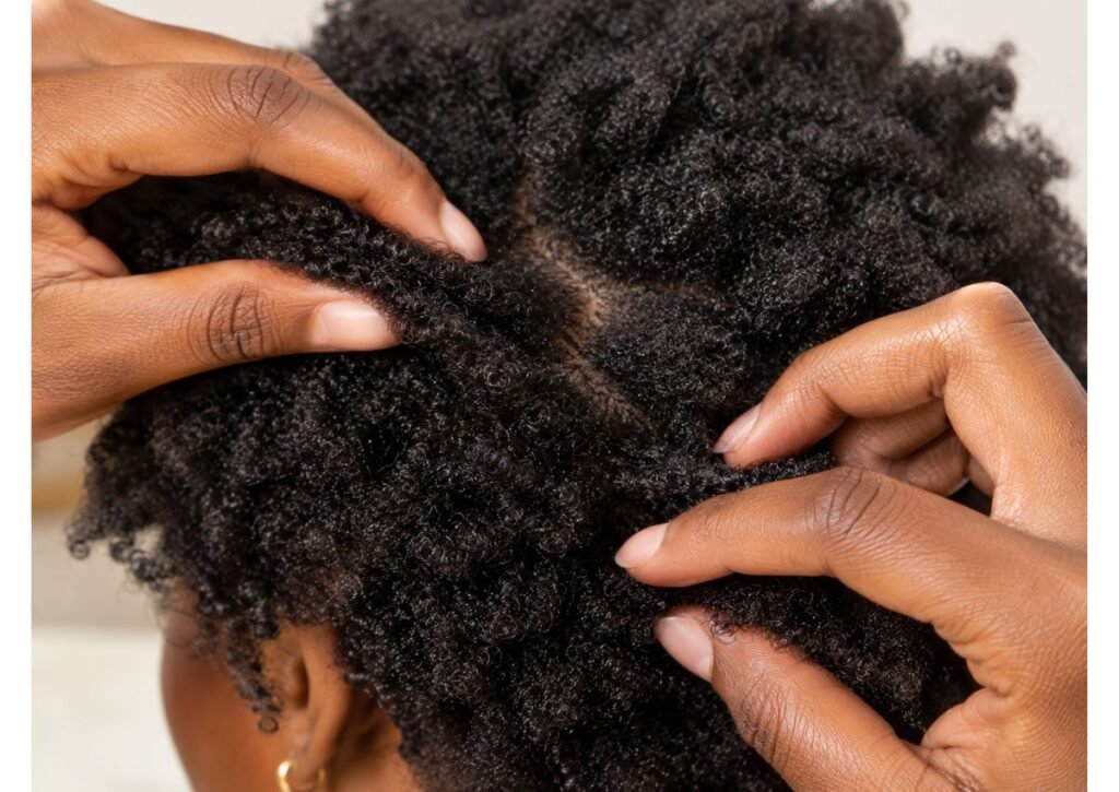 Cheveux crépus 4C manipulés en douceur pour éviter la casse