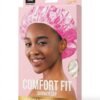 Boîte du bonnet de douche Comfort Fit Yrs avec le bonnet blanc visible dans la fenêtre