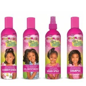 Pack routine cheveux enfants African Pride Dream Kids : shampoing, après-shampoing, spray et huile